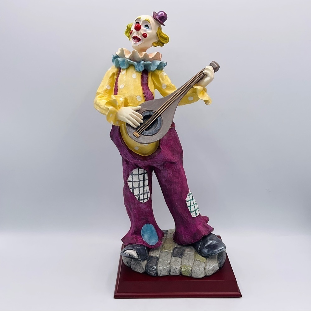 Herco Clown Hobo 13 inch Guitar Solid Wood Base Figure Statue Sculpt Circus Art